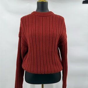 Universal Thread Women's Ribbed Crew Neck Sweater - Deep Orange